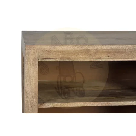 Mueble de TV Style en madera de mango acabado natural con puertas correderas talladas a mano base metálica y amplio almacenamiento 160x40x65cm - Giner y Colomer - 6172GYC - foto-secundaria-5