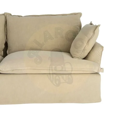 Sofá 3 plazas verde en madera de pino y tejido 20% lino 80% algodón patas PVC negras 230x109x90cm - Ixia - 617399IX - foto-secundaria-4