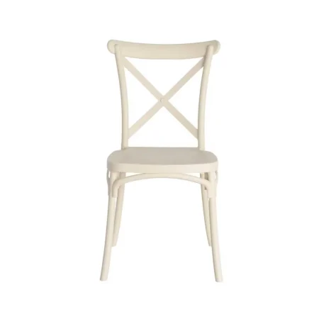Silla apilable para exterior e interior en polipropileno color crema 53x43x88cm - Ixia - 617403IX - foto-blanco