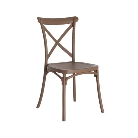 Silla apilable para exterior e interior marrón polipropileno 53x43x88cm - Ixia - 617405IX - foto-blanco