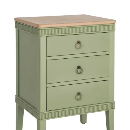 Mesita auxiliar de madera de abeto y DM acabado natural y verde con cajón 50x38x72cm - Ixia - 617458IX - foto-blanco