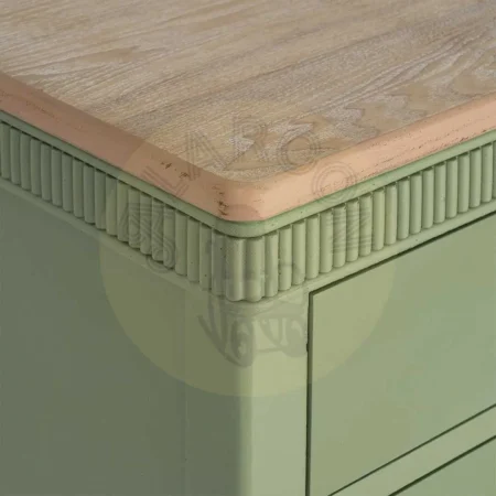 Mesita auxiliar de madera de abeto y DM acabado natural y verde con cajón 50x38x72cm - Ixia - 617458IX - foto-secundaria-1