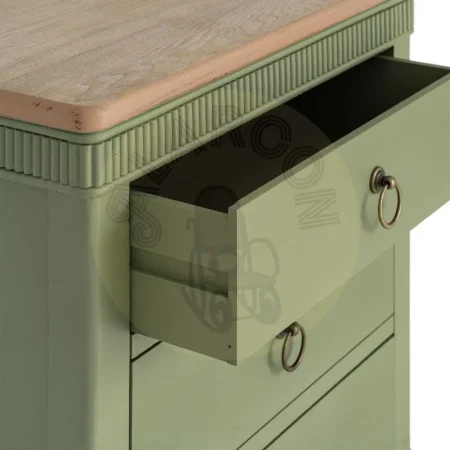 Mesita auxiliar de madera de abeto y DM acabado natural y verde con cajón 50x38x72cm - Ixia - 617458IX - foto-secundaria-4
