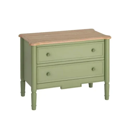 Mueble auxiliar en madera de abeto y DM acabado natural y verde 80x45x60cm - Ixia - 617460IX - foto-blanco