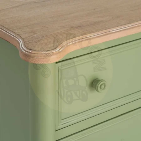 Mueble auxiliar en madera de abeto y DM acabado natural y verde 80x45x60cm - Ixia - 617460IX - foto-secundaria-1