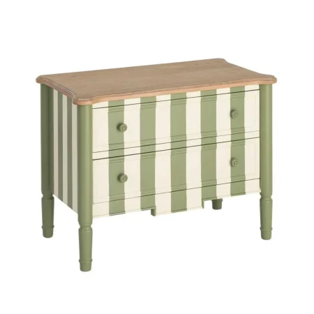Mueble auxiliar a rayas verde crema en madera DM con cajones 80x45x60cm - Ixia - 617461IX - foto-blanco
