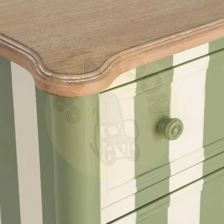 Mueble auxiliar a rayas verde crema en madera DM con cajones 80x45x60cm - Ixia - 617461IX - foto-secundaria-1