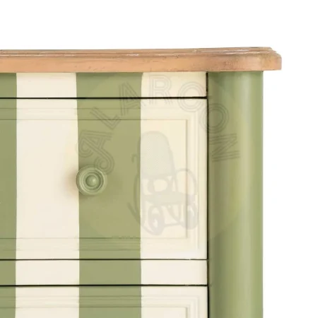 Mueble auxiliar a rayas verde crema en madera DM con cajones 80x45x60cm - Ixia - 617461IX - foto-secundaria-2