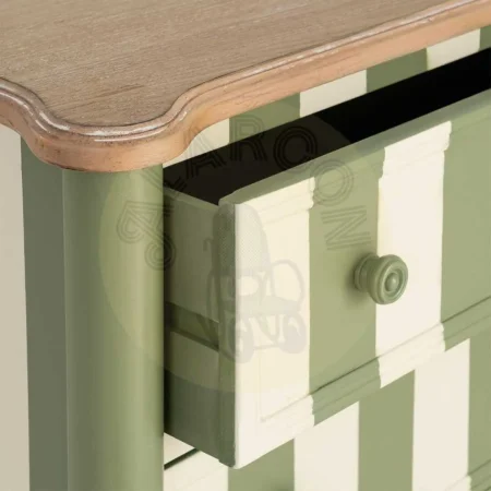 Mueble auxiliar a rayas verde crema en madera DM con cajones 80x45x60cm - Ixia - 617461IX - foto-secundaria-3