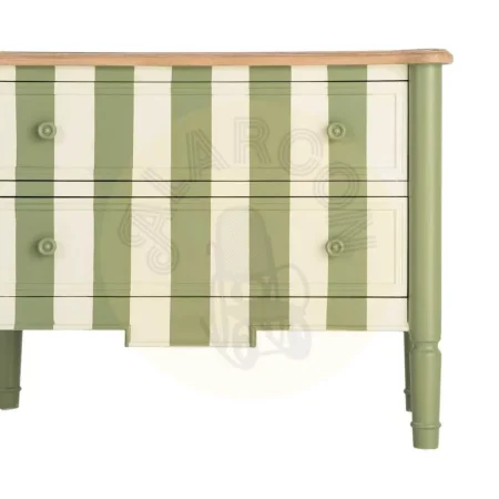 Mueble auxiliar a rayas verde crema en madera DM con cajones 80x45x60cm - Ixia - 617461IX - foto-secundaria-4