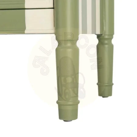 Mueble auxiliar a rayas verde crema en madera DM con cajones 80x45x60cm - Ixia - 617461IX - foto-secundaria-5