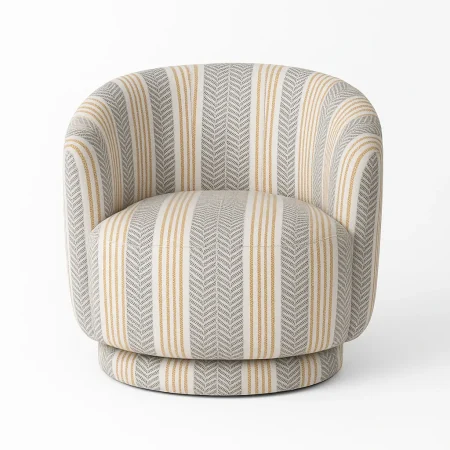 Sillón giratorio gris en tejido y madera 75x74x65cm - Ixia - 617470IX - foto-blanco
