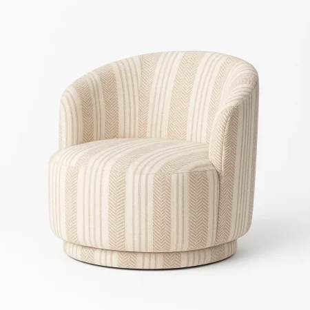 Sillón giratorio beige en tejido y madera con base metálica 75x74x65cm - Ixia - 617471IX - foto-blanco