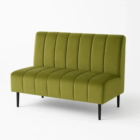 Banco hostelería tapizado en terciopelo verde ignífugo con patas metálicas 120x62x90cm - Ixia - 617475IX - foto-blanco