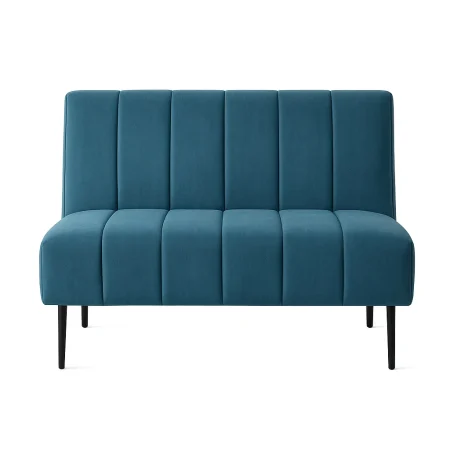 Banco hostelería tapizado en terciopelo azul ignífugo con patas metálicas 120x62x90cm - Ixia - 617476IX - foto-blanco