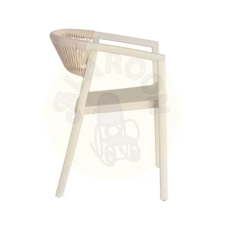 Silla apilable en polipropileno color arena con cuerda de polietileno y protección UV 56x52x76cm - Ixia - 617497IX - foto-secundaria-2