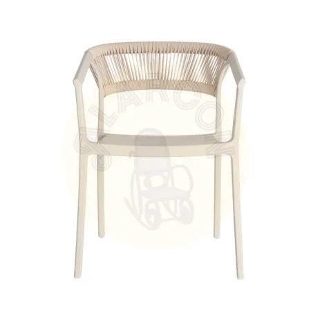 Silla apilable en polipropileno color arena con cuerda de polietileno y protección UV 56x52x76cm - Ixia - 617497IX - foto-secundaria-5