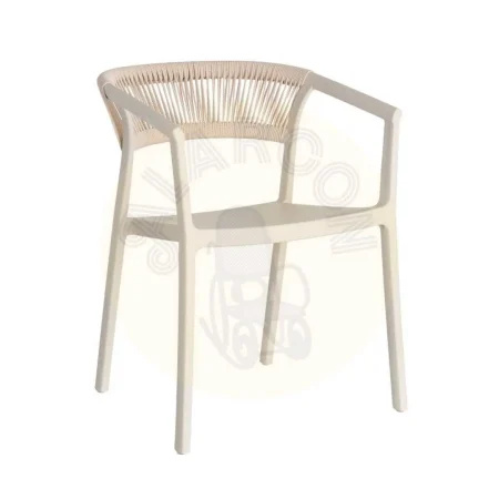 Silla apilable en polipropileno color arena con cuerda de polietileno y protección UV 56x52x76cm - Ixia - 617497IX - foto-secundaria-9