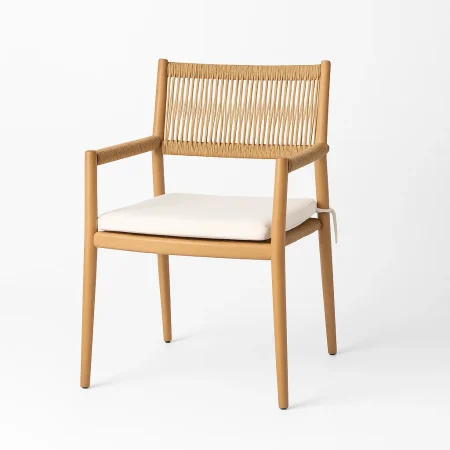 Silla apilable de acero y rattan PE para exterior con cojines desenfundables 55x55x85cm - Ixia - 617500IX - foto-blanco