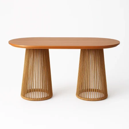 Mesa de comedor exterior en polywood y PE ratán 180x90x76.50cm - Ixia - 617504IX - foto-blanco