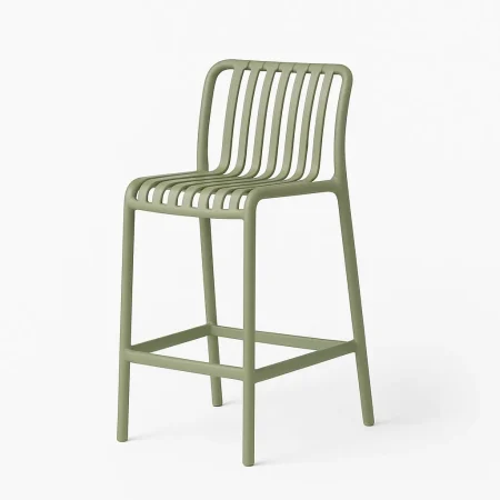 Taburete verde de polipropileno para exterior altura de asiento 65cm 51x50x92cm - Ixia - 617727IX - foto-blanco