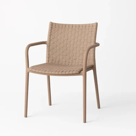 Silla apilable para exterior de polipropileno reforzado con fibra de vidrio color taupe 61.50x59x83cm - Ixia - 617729IX - foto-blanco