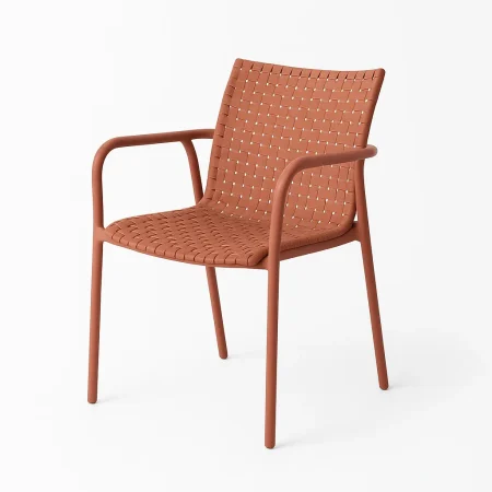 Silla apilable para exterior en polipropileno reforzado con fibra de vidrio protección UV terracota 61.50x59x83cm - Ixia - 617730IX - foto-blanco