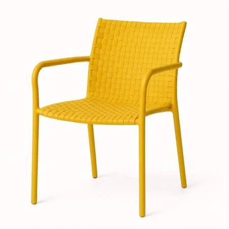 Silla apilable para exterior amarillo polipropileno reforzado con fibra de vidrio protección UV altura asiento 44cm 61.50x59x83cm - Ixia - 617731IX - foto-blanco