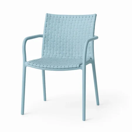 Silla apilable para exterior azul de polipropileno reforzado con fibra de vidrio protección UV uso contract 61.50x59x83cm - Ixia - 617732IX - foto-blanco