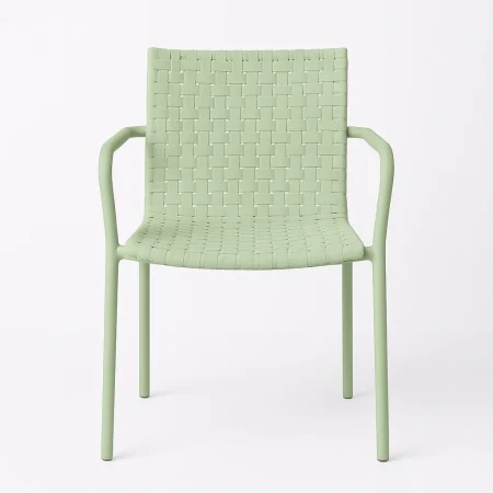 Silla apilable exterior verde en polipropileno reforzado con fibra de vidrio protección UV altura de asiento 44cm 61.50x59x83cm - Ixia - 617733IX - foto-blanco