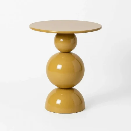 Mesa de centro metálica color mostaza 50x50x50cm - Ixia - 618018IX - foto-blanco