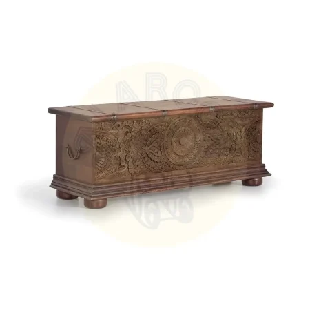 Baúl Lunex en madera de mango tallado a mano con amplio interior 116x40x45cm - Giner y Colomer - 6182GYC - foto-secundaria-1