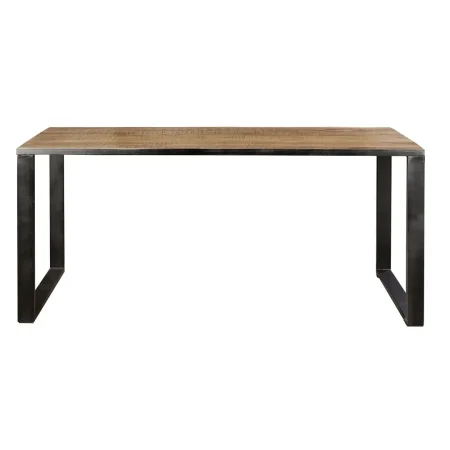 Mesa de comedor rectangular para 6-8 personas madera de mango con base de hierro negro acabado natural 180x90x76cm - Giner y Colomer - 6203GYC - foto-blanco