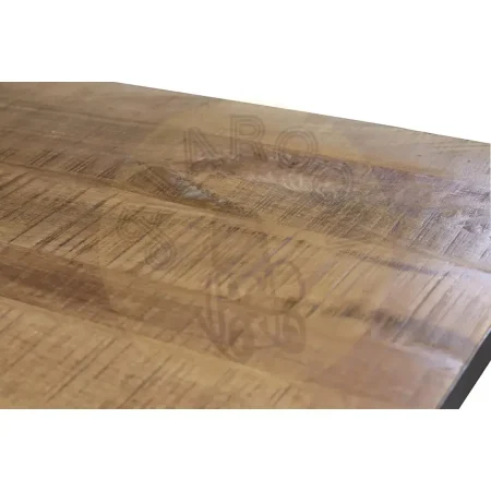 Mesa de comedor rectangular para 6-8 personas madera de mango con base de hierro negro acabado natural 180x90x76cm - Giner y Colomer - 6203GYC - foto-secundaria-2
