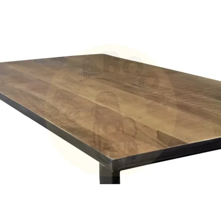 Mesa de comedor rectangular para 6-8 personas madera de mango con base de hierro negro acabado natural 180x90x76cm - Giner y Colomer - 6203GYC - foto-secundaria-4
