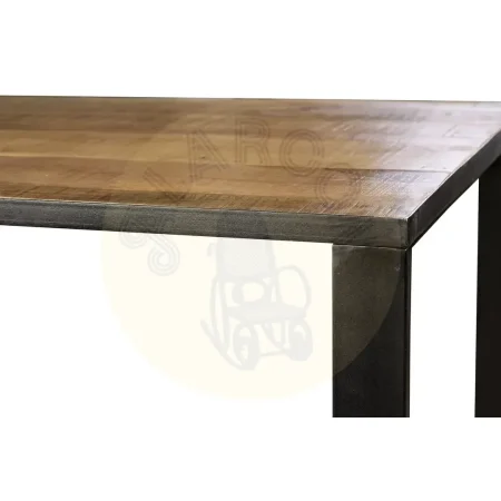 Mesa de comedor rectangular para 6-8 personas madera de mango con base de hierro negro acabado natural 180x90x76cm - Giner y Colomer - 6203GYC - foto-secundaria-5