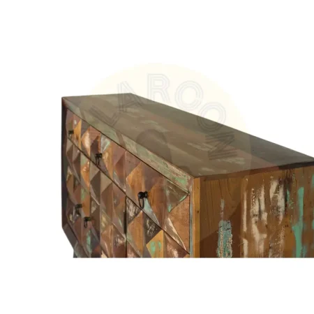 Aparador Diamante Reciclado en madera reciclada 13 cajones patas estilizadas acabado artesanal y sostenible 150x40x90cm - Giner y Colomer - 6240GYC - foto-secundaria-1