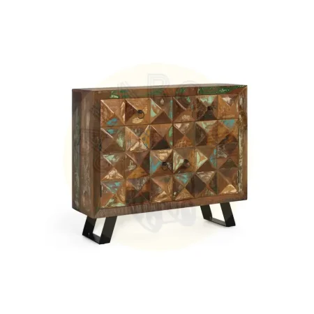 Cómoda Diamante en madera reciclada con varios cajones y acabado natural 100x40x87cm - Giner y Colomer - 6242GYC - foto-secundaria-7
