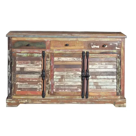 Aparador Tarum madera reciclada 3 puertas 3 cajones estilo rústico sofisticado 150x45x90cm - Giner y Colomer - 6266GYC - foto-blanco