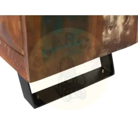 Mueble TV Yapen madera reciclada 2 puertas correderas con estante y orificios para cables 130x40x62cm - Giner y Colomer - 6359GYC - foto-secundaria-4