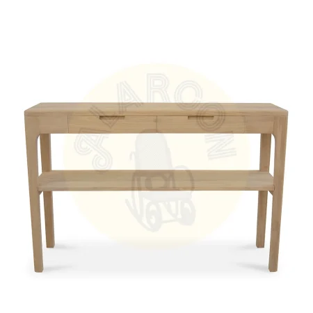 Consola Terra 2 cajones y 1 estante en madera maciza de teca hecha a mano 120x80x35cm - Moycor - 6390110MYC - foto-secundaria-1