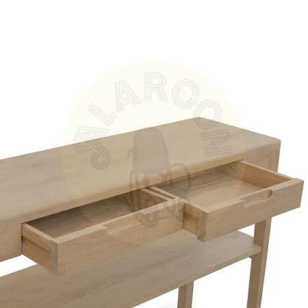 Consola Terra 2 cajones y 1 estante en madera maciza de teca hecha a mano 120x80x35cm - Moycor - 6390110MYC - foto-secundaria-3