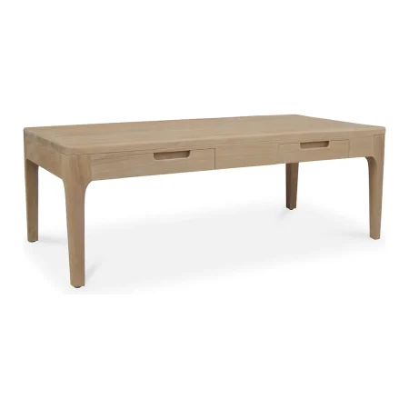 Mesa de centro Terra 2 cajones madera de teca maciza hecha a mano 120x42x60cm - Moycor - 6390120MYC - foto-blanco