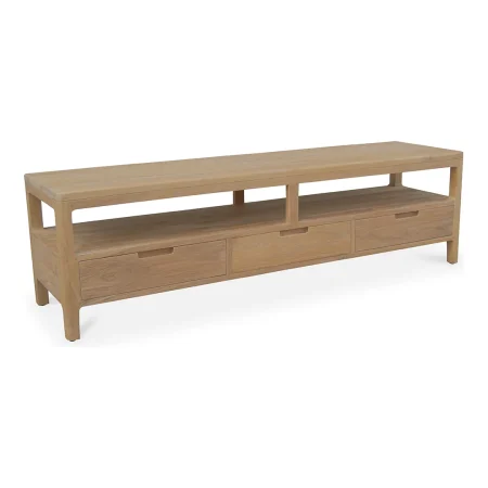 Mueble TV Terra 3 cajones en madera maciza de teca hecho a mano 160x45x40cm - Moycor - 6390310MYC - foto-blanco