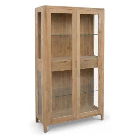 Vitrina Terra 2 cajones 2 puertas en madera de teca maciza hecha a mano 100x190x40cm - Moycor - 6390421MYC - foto-blanco