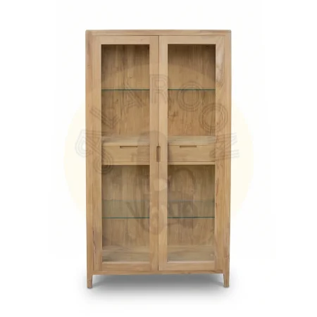 Vitrina Terra 2 cajones 2 puertas en madera de teca maciza hecha a mano 100x190x40cm - Moycor - 6390421MYC - foto-secundaria-1