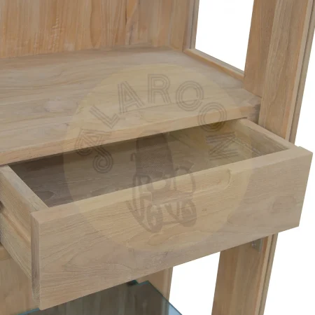 Vitrina Terra 2 cajones 2 puertas en madera de teca maciza hecha a mano 100x190x40cm - Moycor - 6390421MYC - foto-secundaria-5