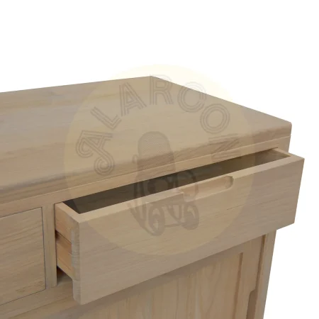 Bufet Terra 3 cajones 2 puertas correderas en madera de teca maciza hecho a mano 170x85x50cm - Moycor - 6390501MYC - foto-secundaria-4