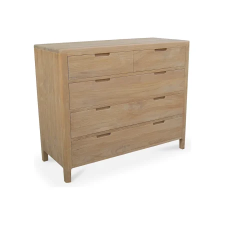 Cómoda Terra 5 cajones en madera de teca maciza hecha a mano 110x90x45cm - Moycor - 6390502MYC - foto-blanco