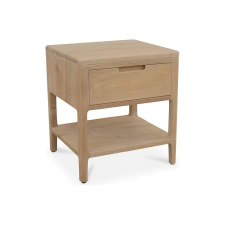 Mesita Terra 1 cajón de teca maciza hecha a mano 45x50x40cm - Moycor - 6390701MYC - foto-blanco
